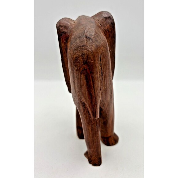 Vintage Hand Carved Wooden Elephant Figurine Rosewood Primitive Africa‎ 5.5"H - Picture 5 of 12